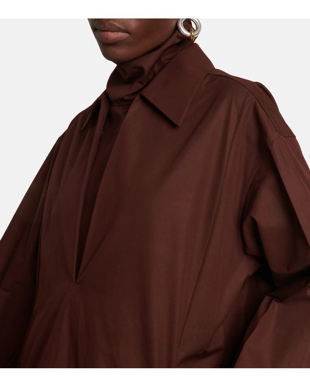 Jil Sander Brown Layered Cotton Minidress