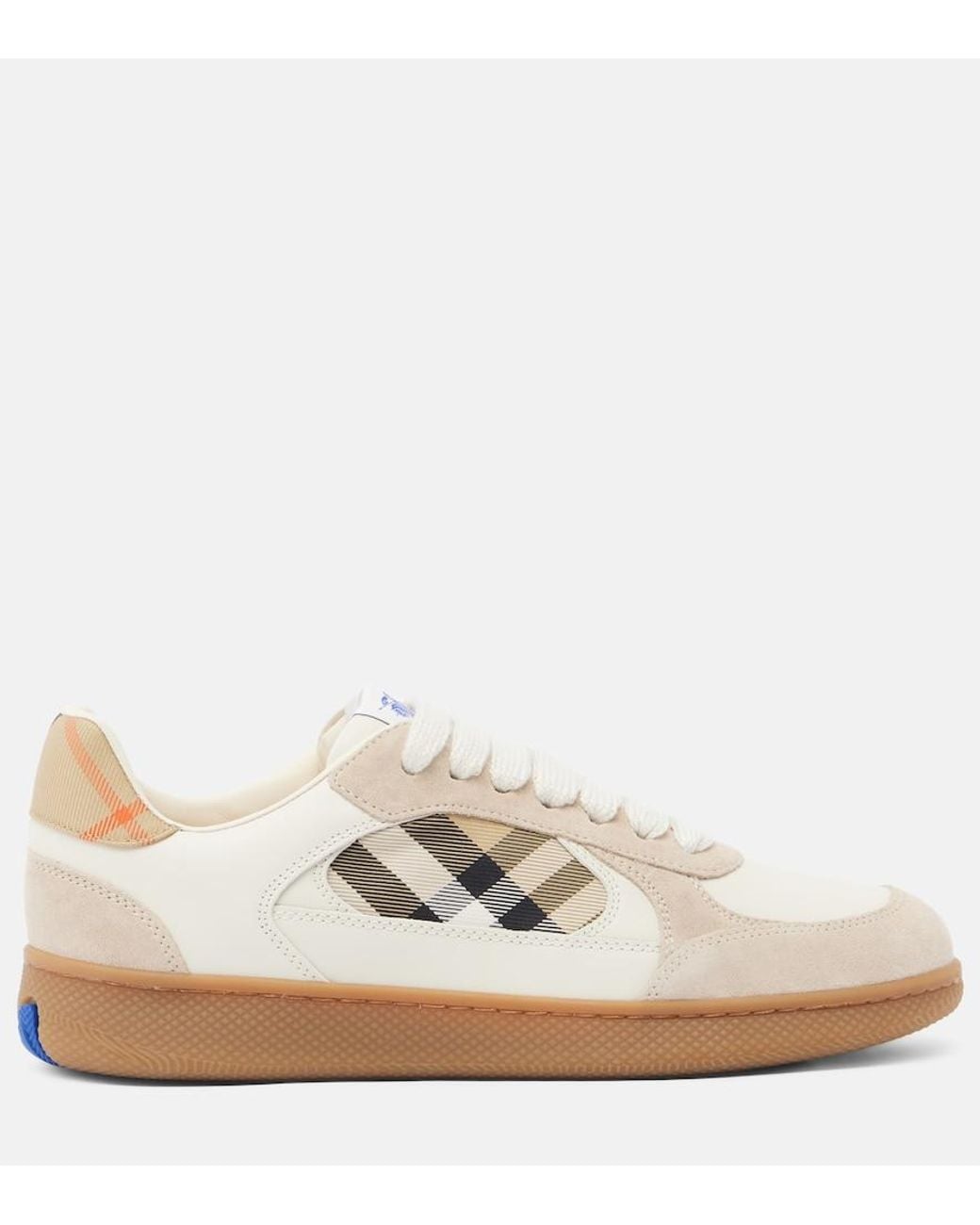Burberry White Terrace Leather And Suede Sneakers