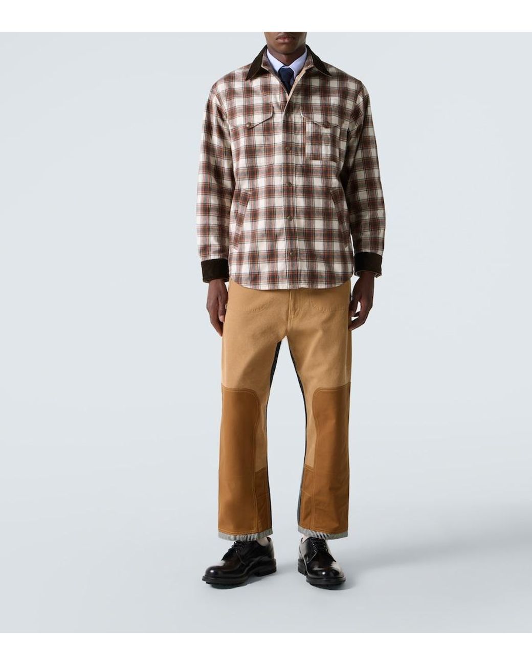 Junya Watanabe Brown Checked Cotton Flannel Jacket for men