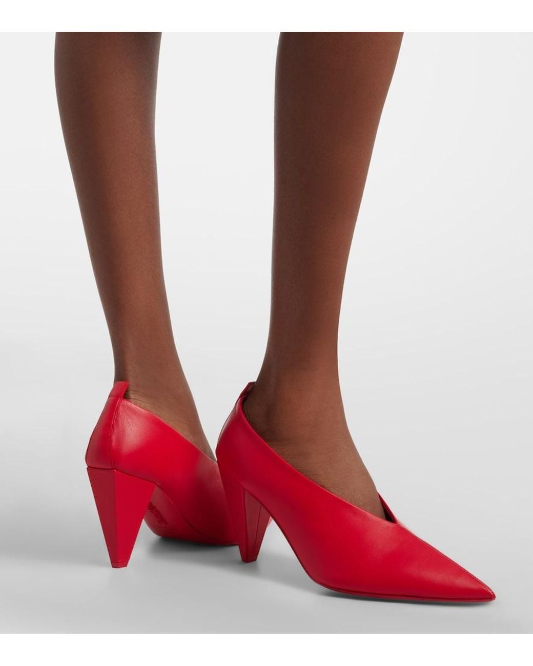 Loewe Red Origami Cubic Leather Pumps