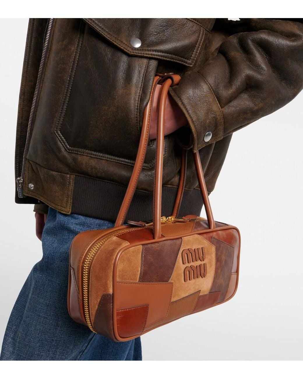 Miu Miu Brown Beau Small Leather Top-Handle Bag