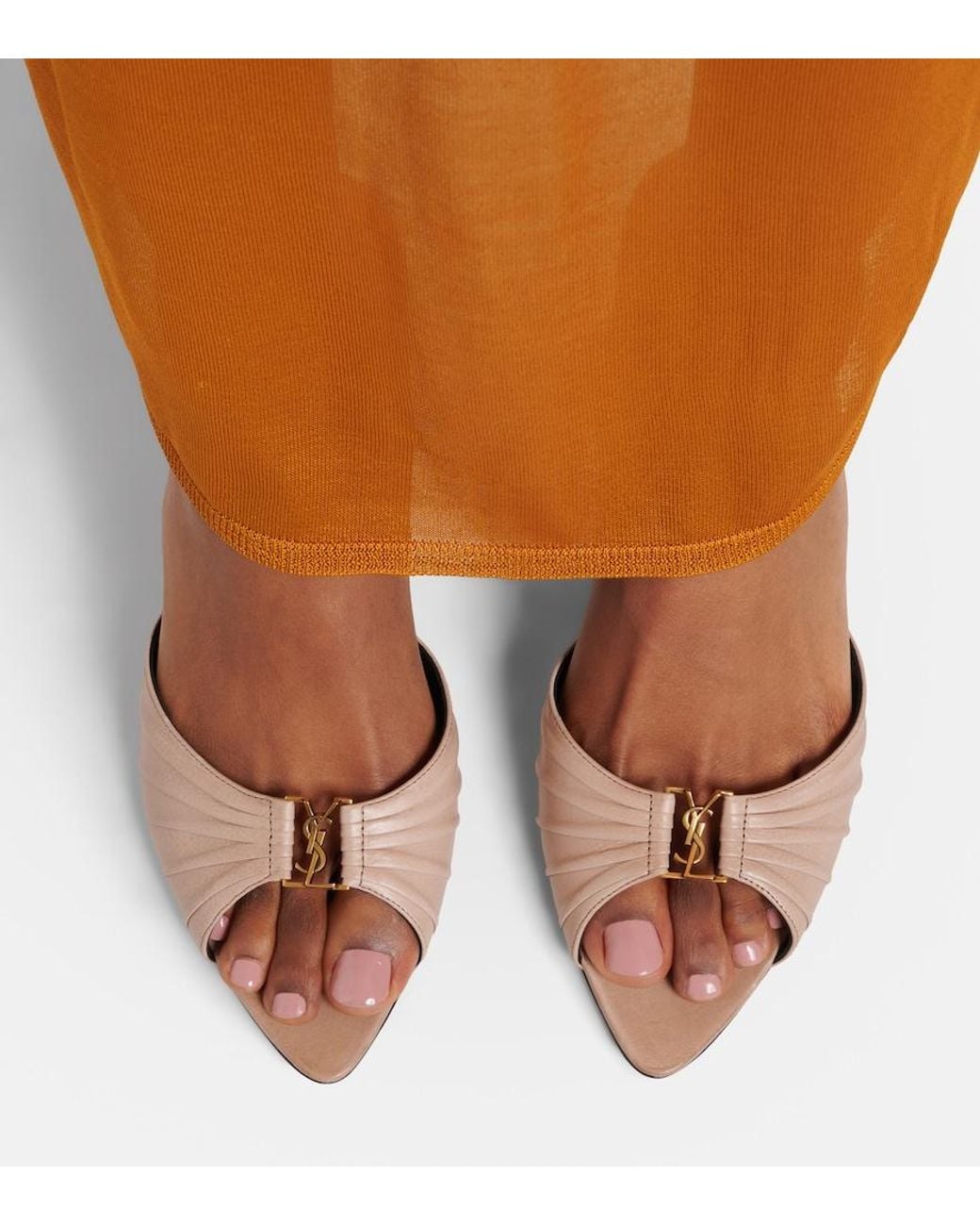 Saint Laurent Metallic Babylone 60 Leather Mules