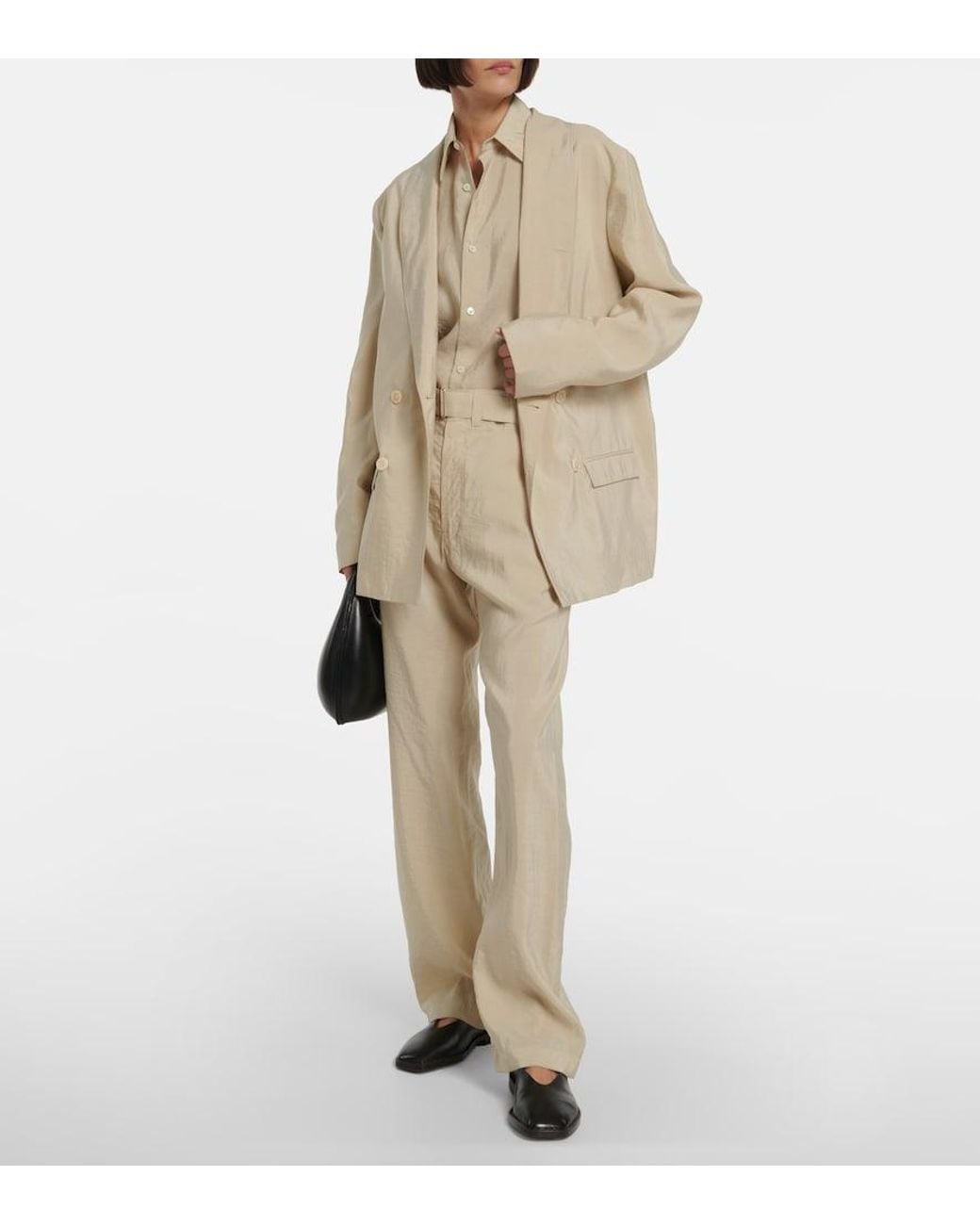 Lemaire Black Leather Mary Jane Ballet Flats