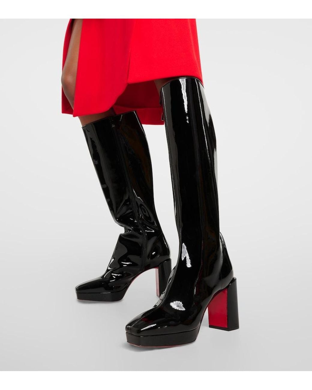 Christian Louboutin Black Alleo 90 Patent Leather Knee-High Boots