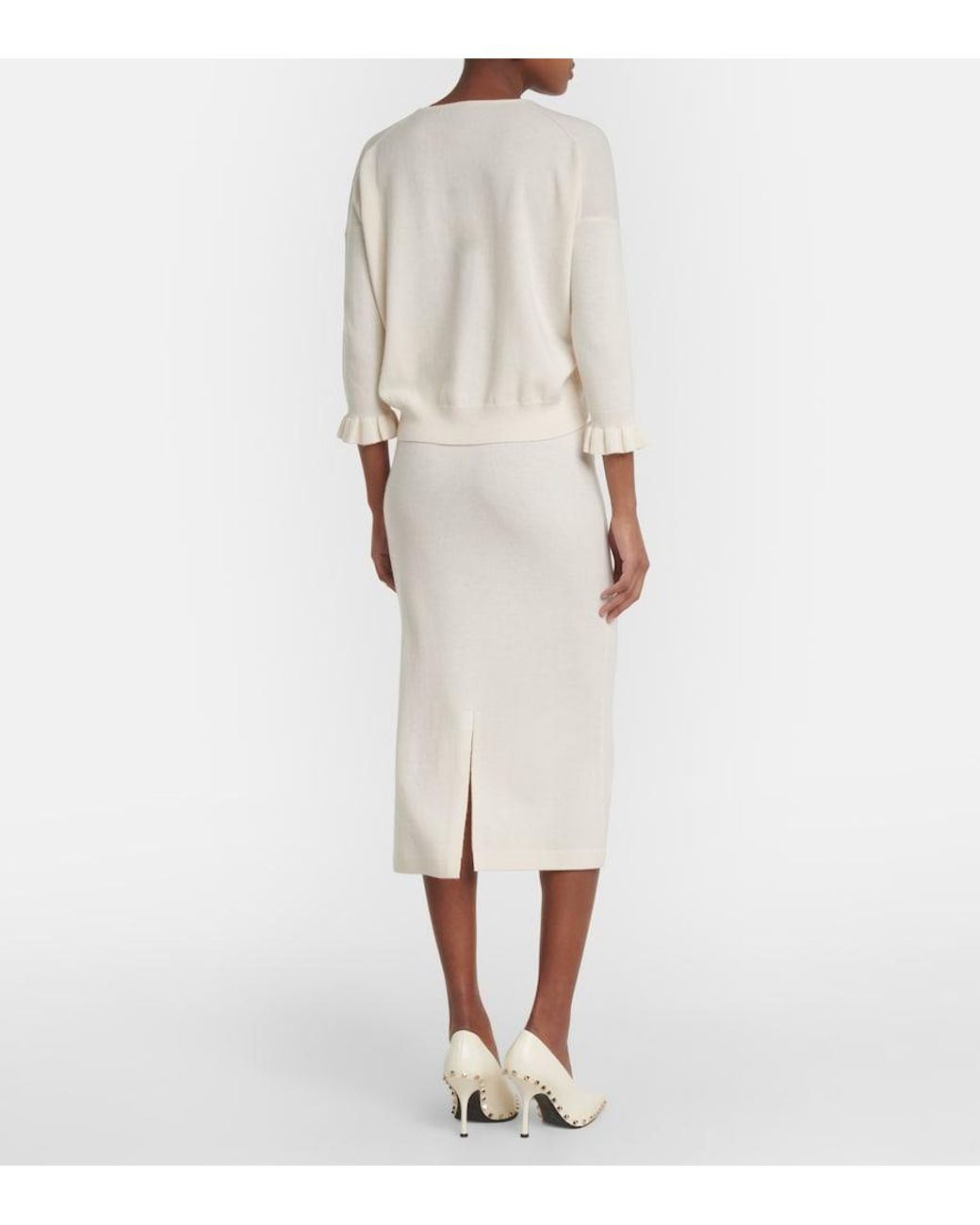 Jardin Des Orangers Natural Frill-Trimmed Wool And Cashmere Sweater