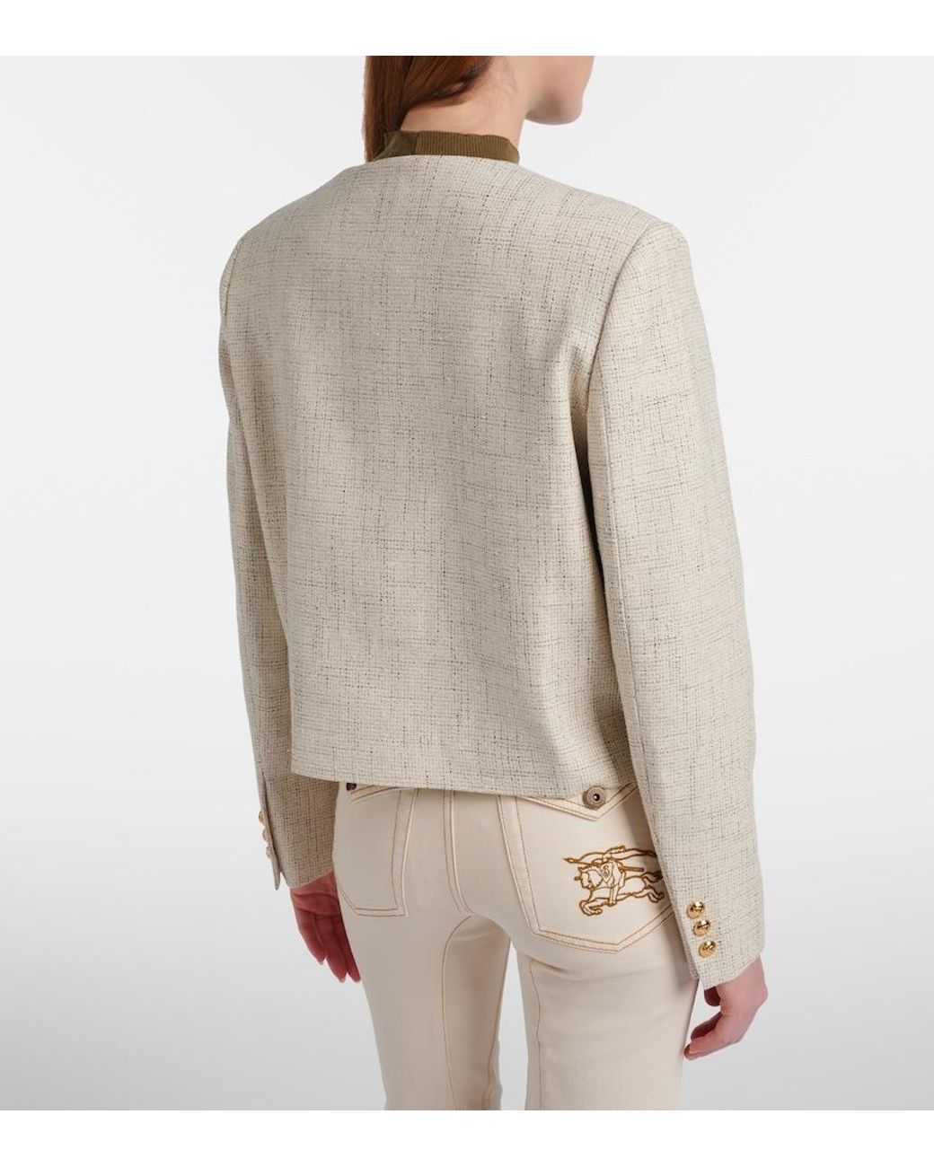 Blazé Milano White Crancy Shamo Tweed Jacket