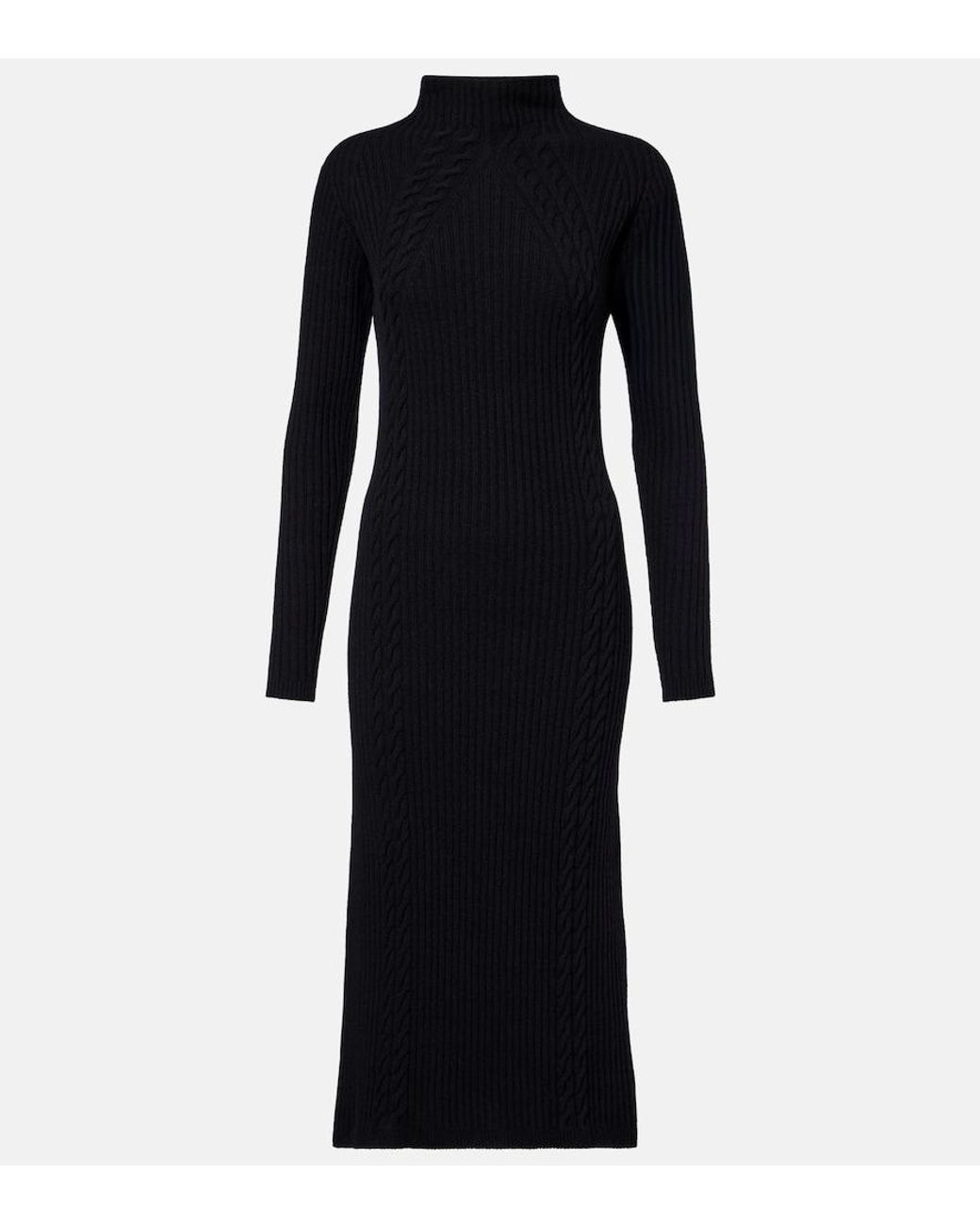 Max Mara Black Zelanda Wool And Cashmere Midi Dress
