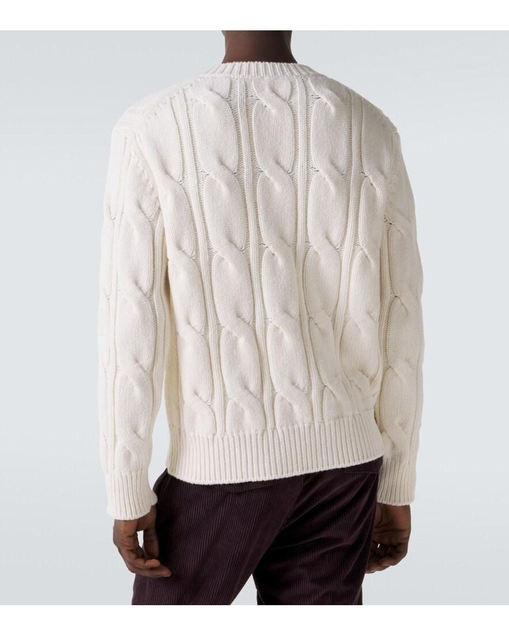 Eleventy White Cable-Knit Wool Sweater for men