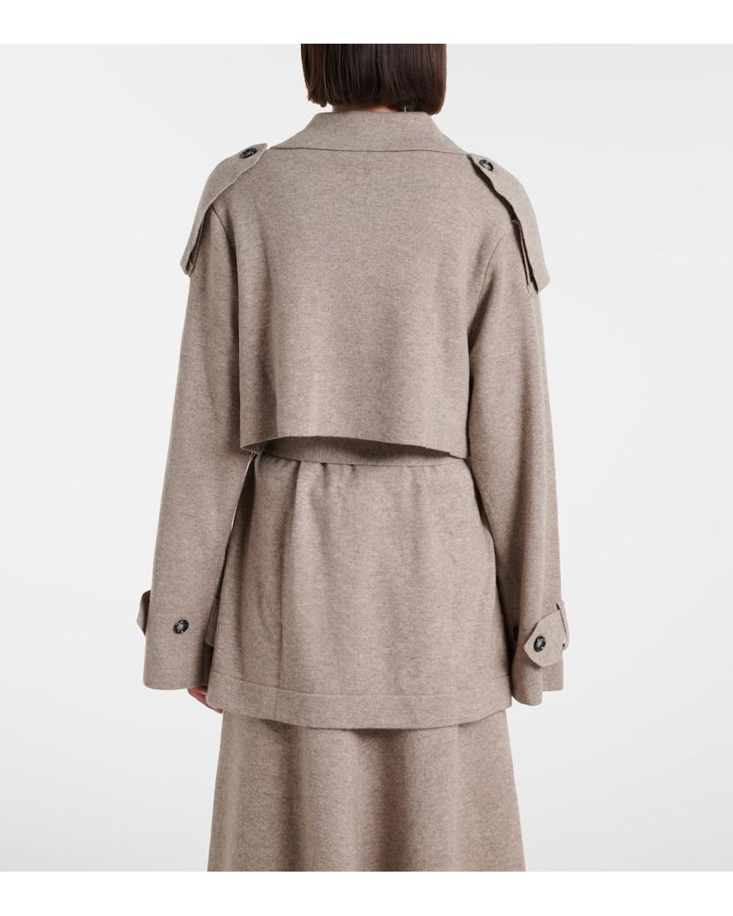 Jardin Des Orangers Natural Cropped Wool And Cashmere Trench Coat