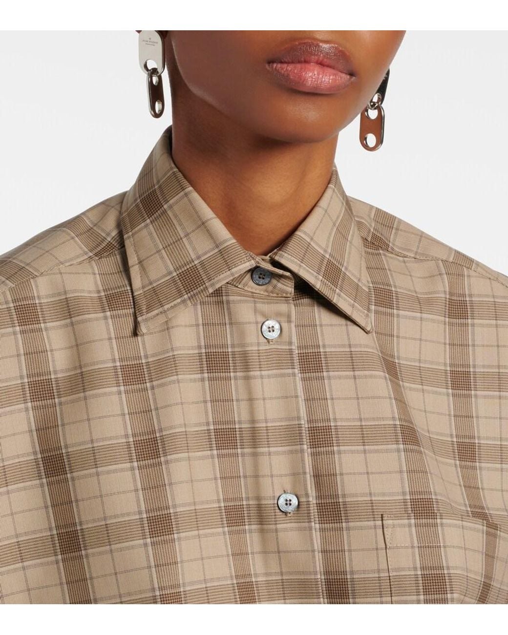 Acne Brown Checked Wool Shirt