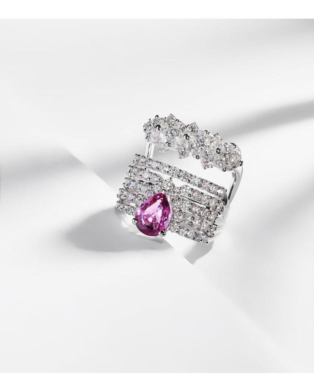 YEPREM White Reign Supreme 18Kt Ring With Diamonds And Sapphire