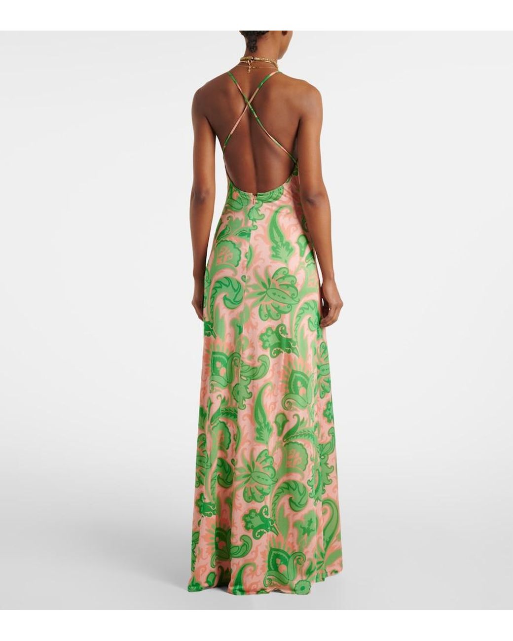 Etro Green Halterneck Maxi Dress