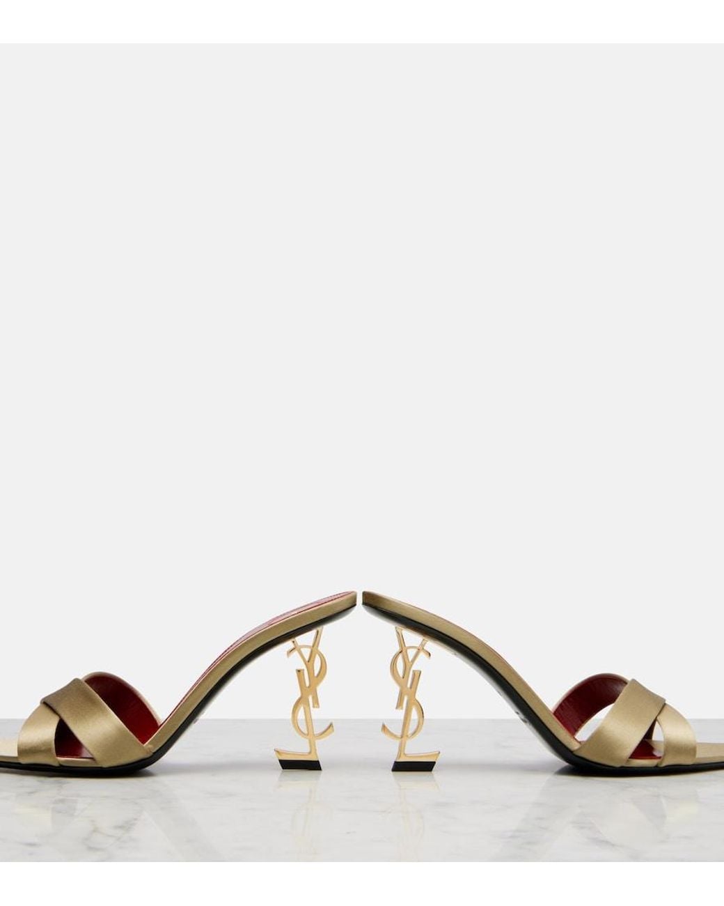 Saint Laurent Pink Opyum Crepe Satin Mules