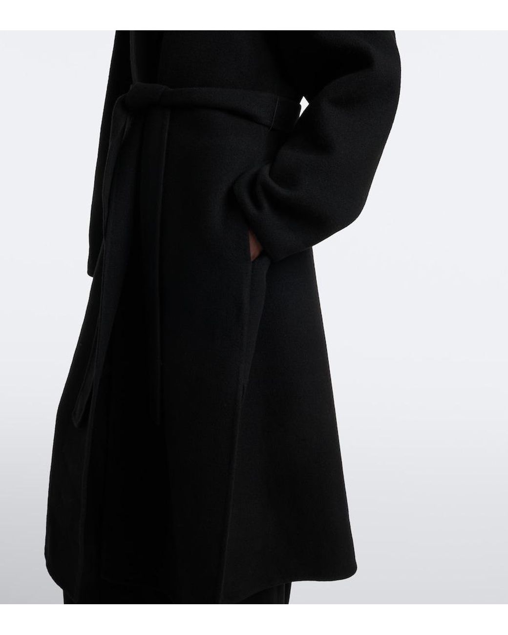 The Row Black Ciara Wool And Cashmere-Blend Wrap Coat