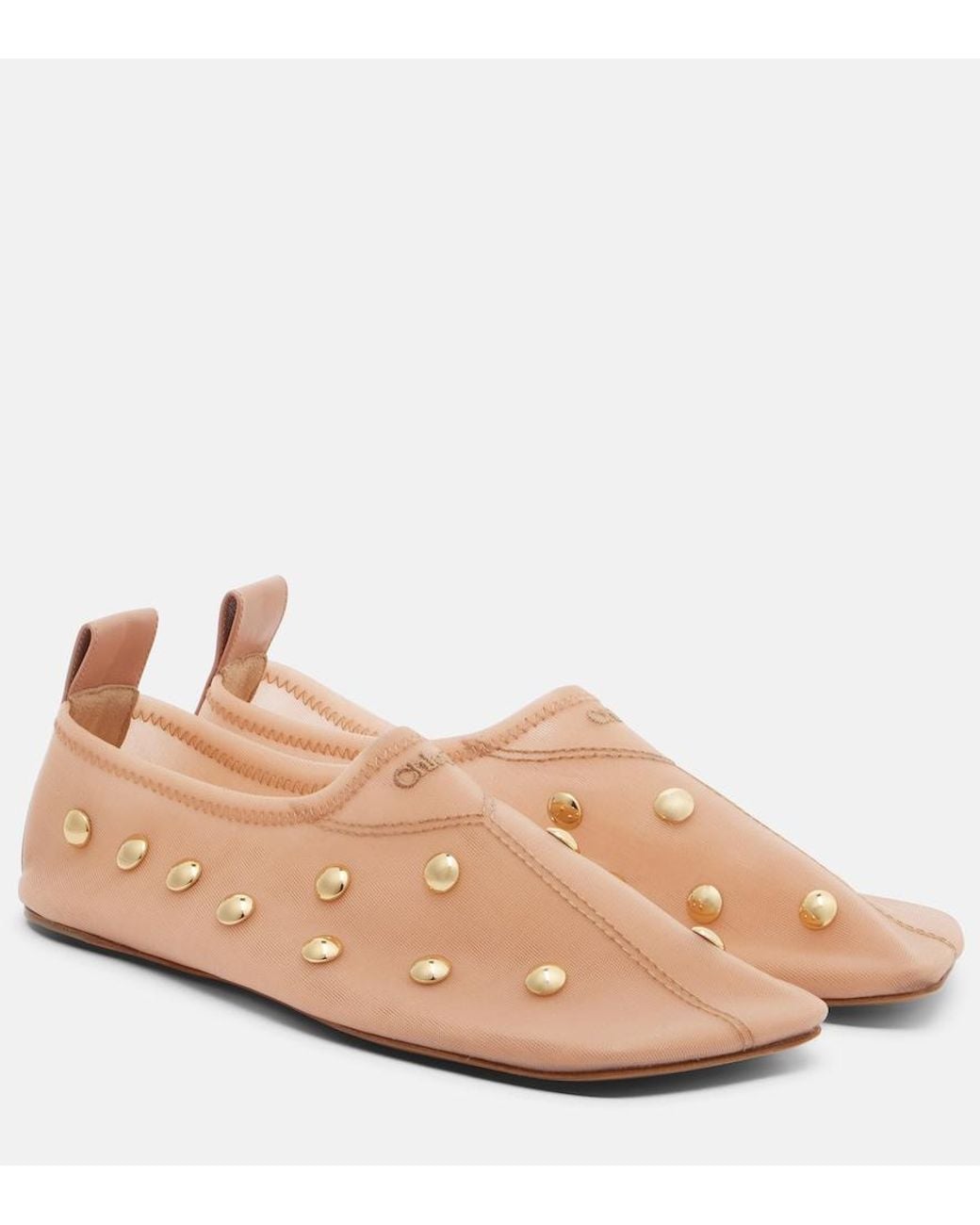 Chloé Pink Rita Studded Mesh Flats