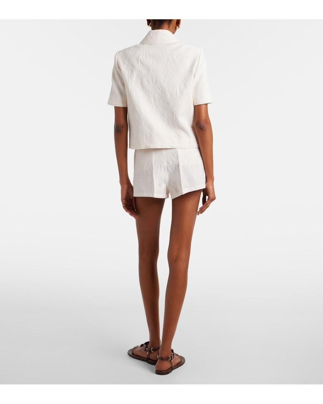 Etro White Cotton-Blend Jacquard Shorts