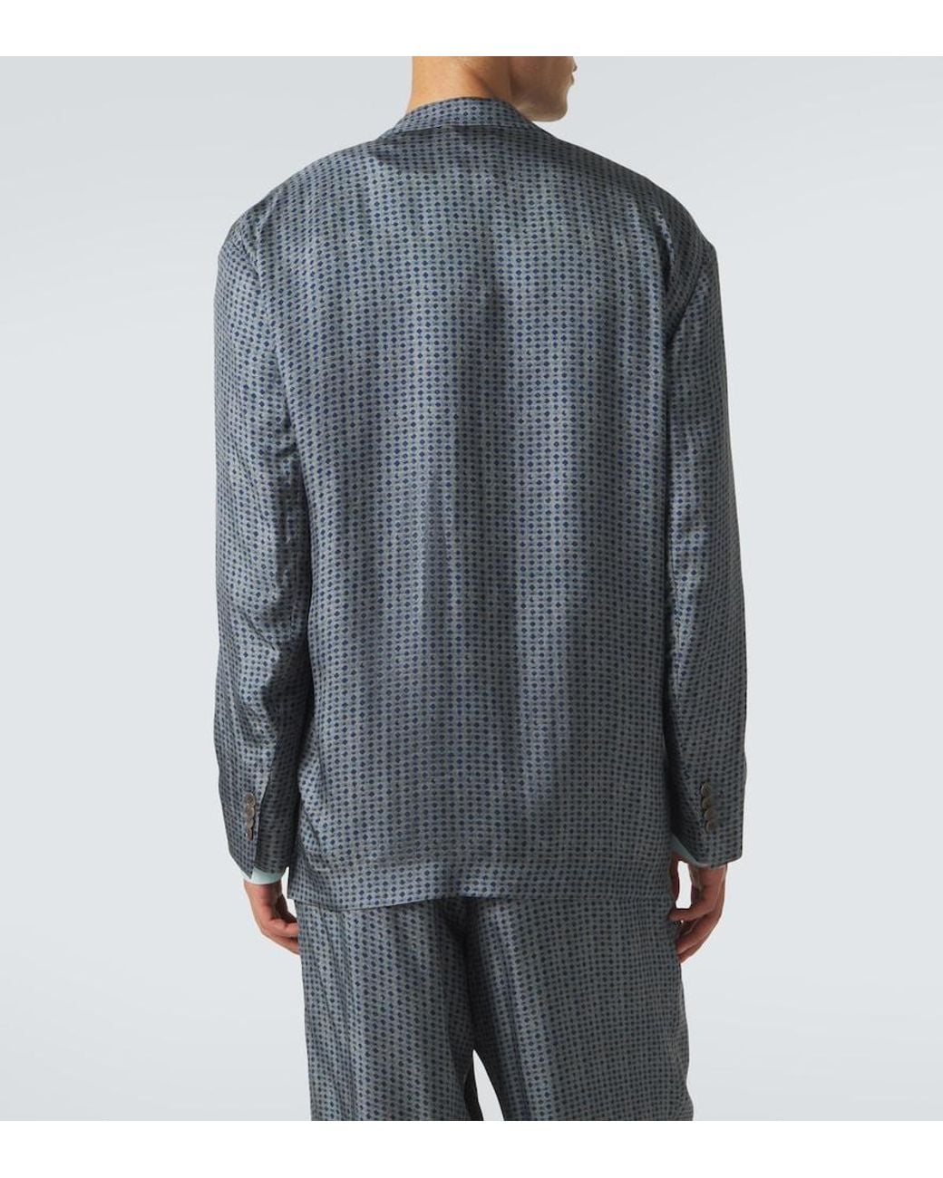 Giorgio Armani Gray Printed Double-Breasted Blazer for men