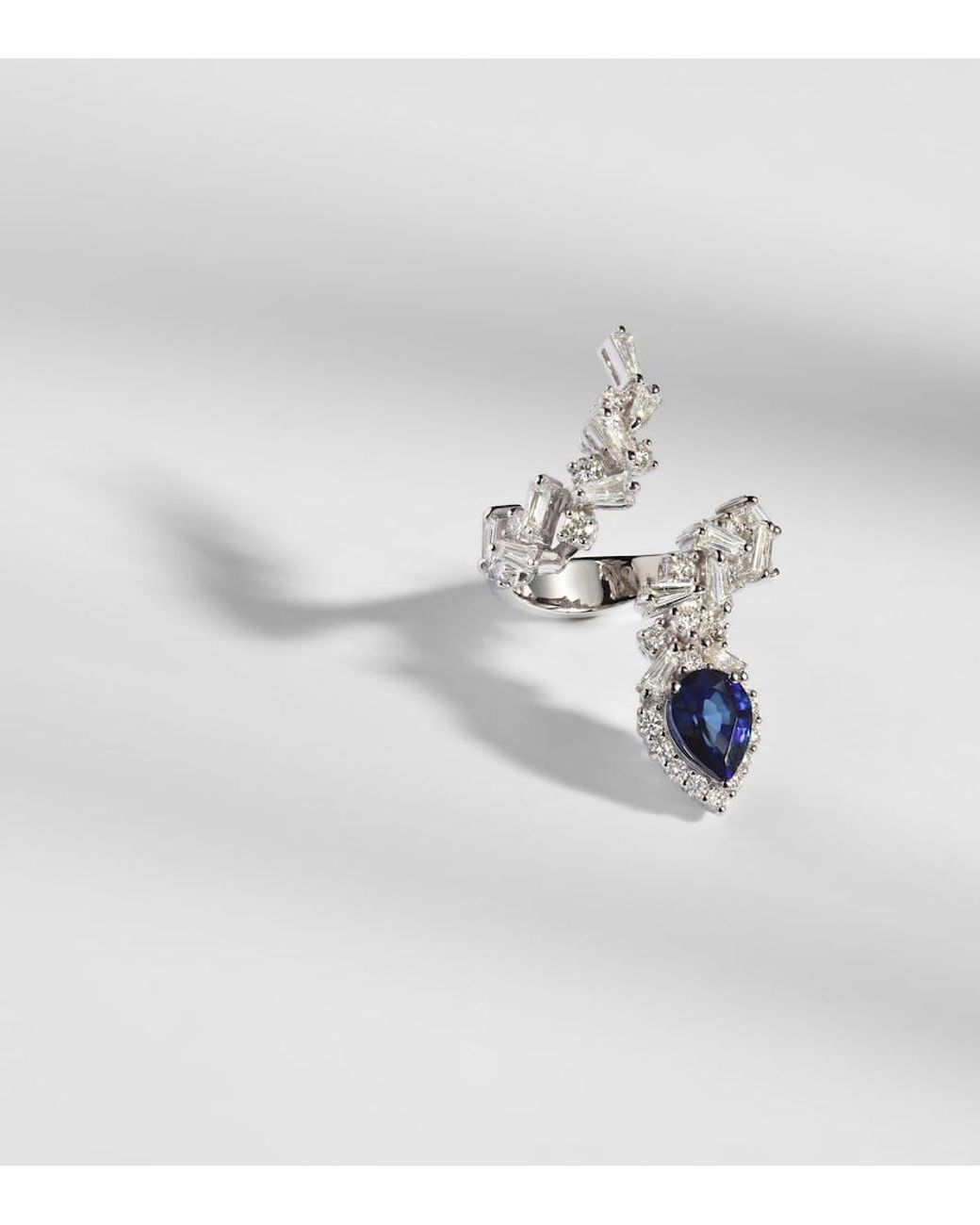 YEPREM White Reign Supreme 18Kt Ring With Diamonds And Sapphire