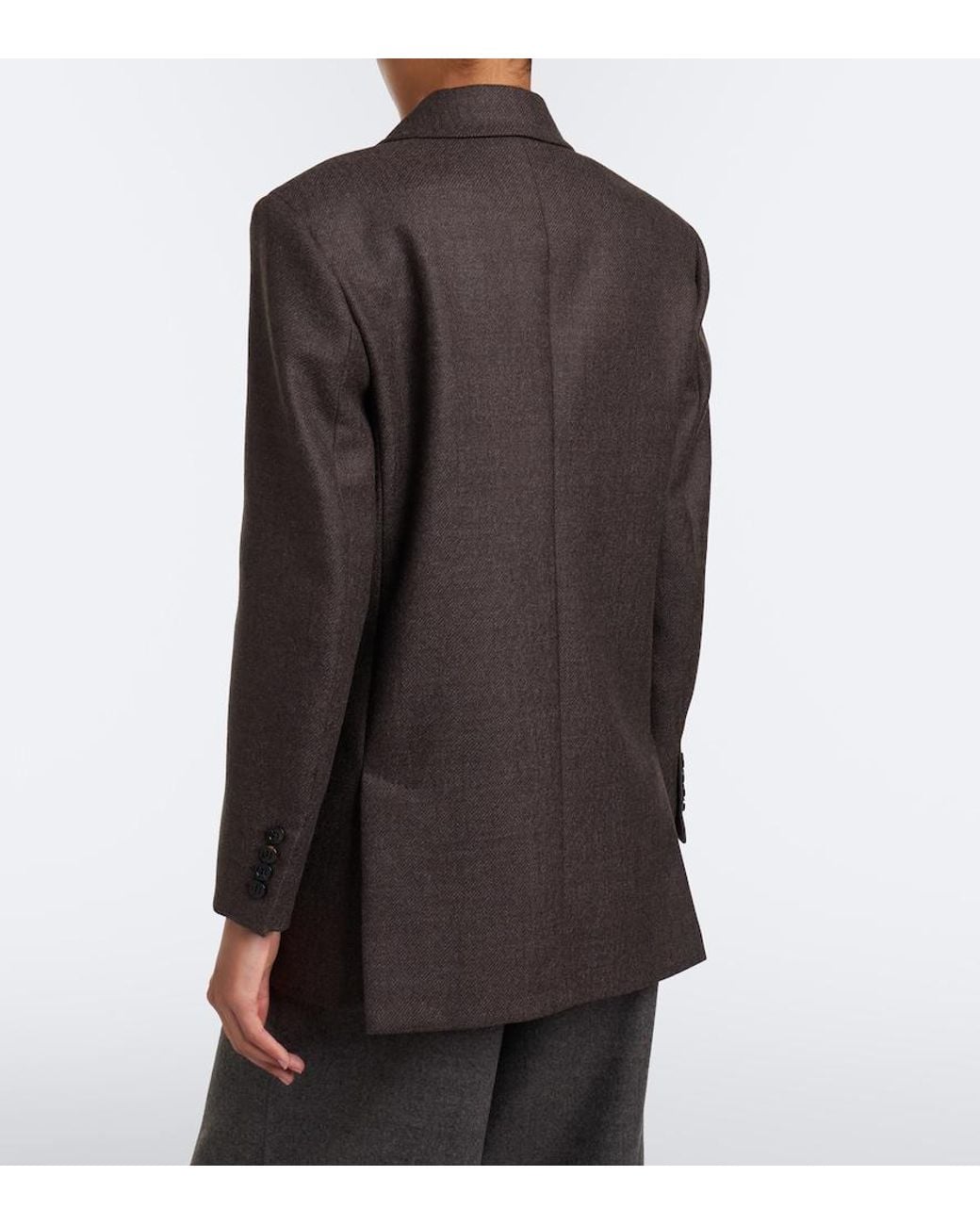 Max Mara Brown Double-Breasted Virgin Wool Blazer
