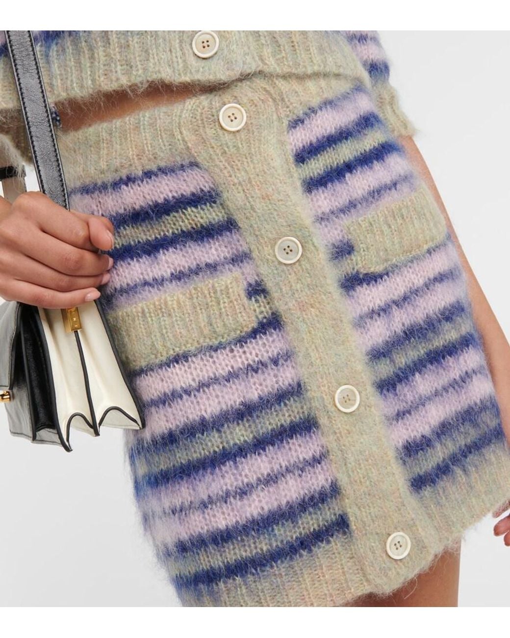 Marni Blue Striped Mohair-blend Miniskirt