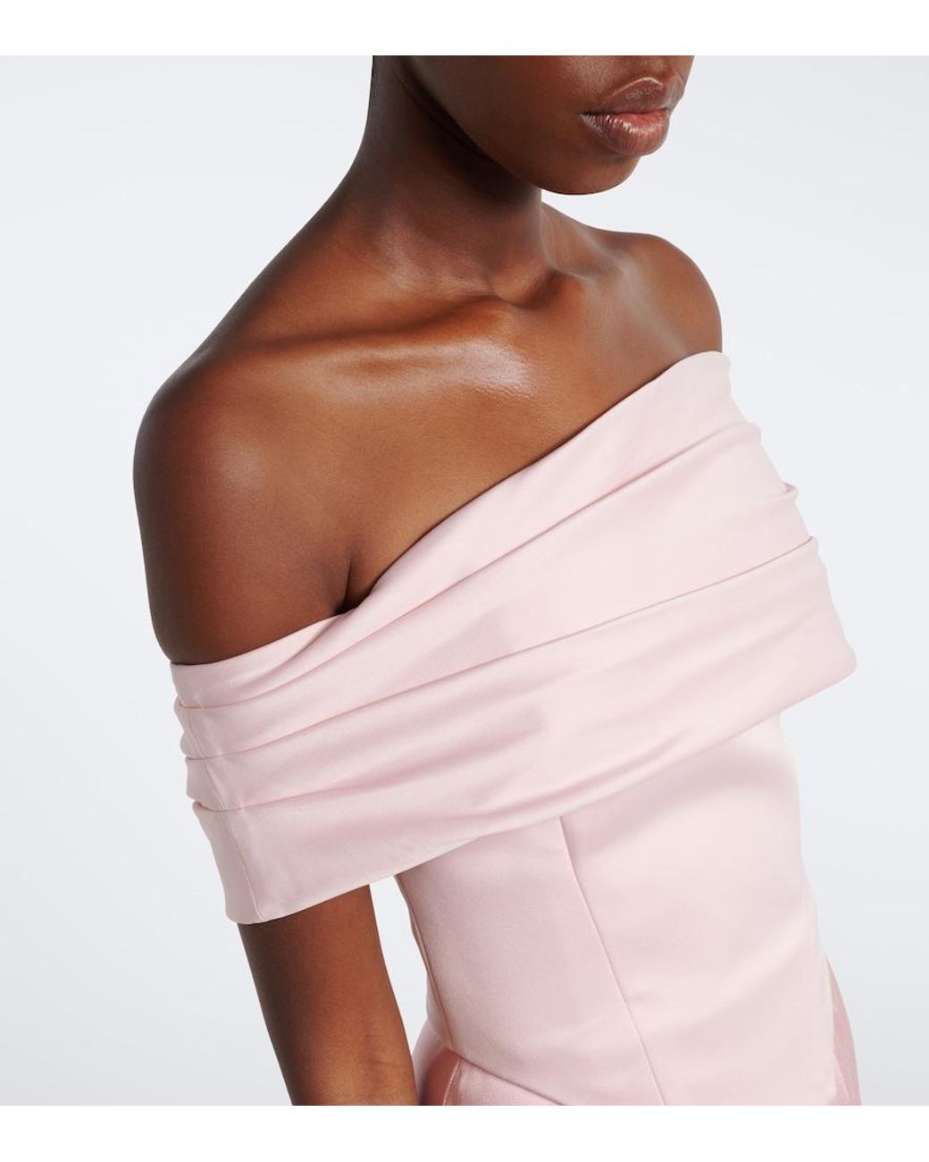 Solace London Pink Alta Off-Shoulder Bustier Gown