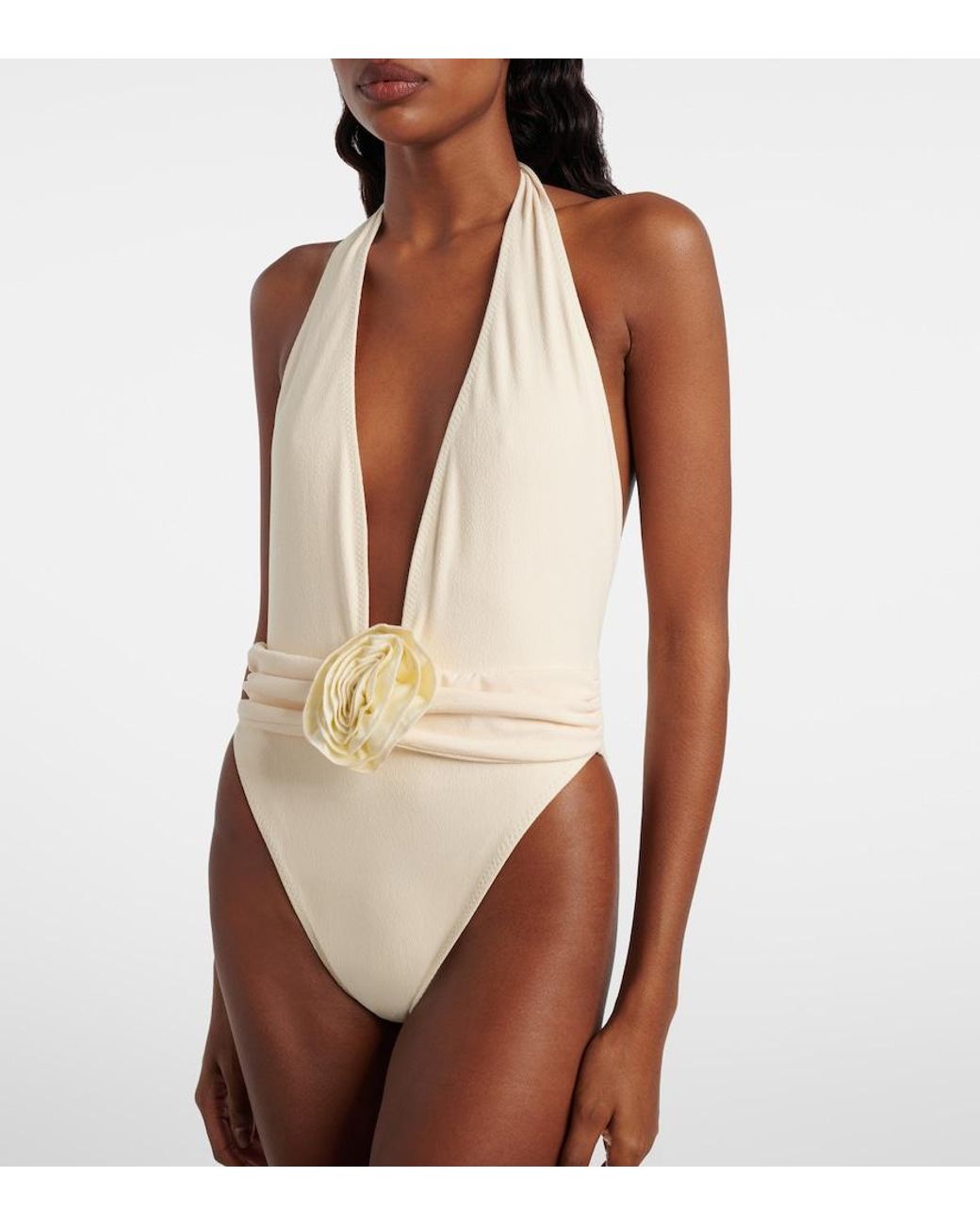 SAME White Rosette Floral-Applique Swimsuit