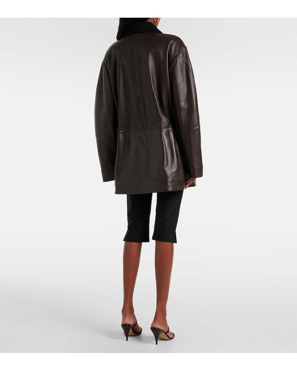 Vince Black Wool-Trimmed Leather Jacket