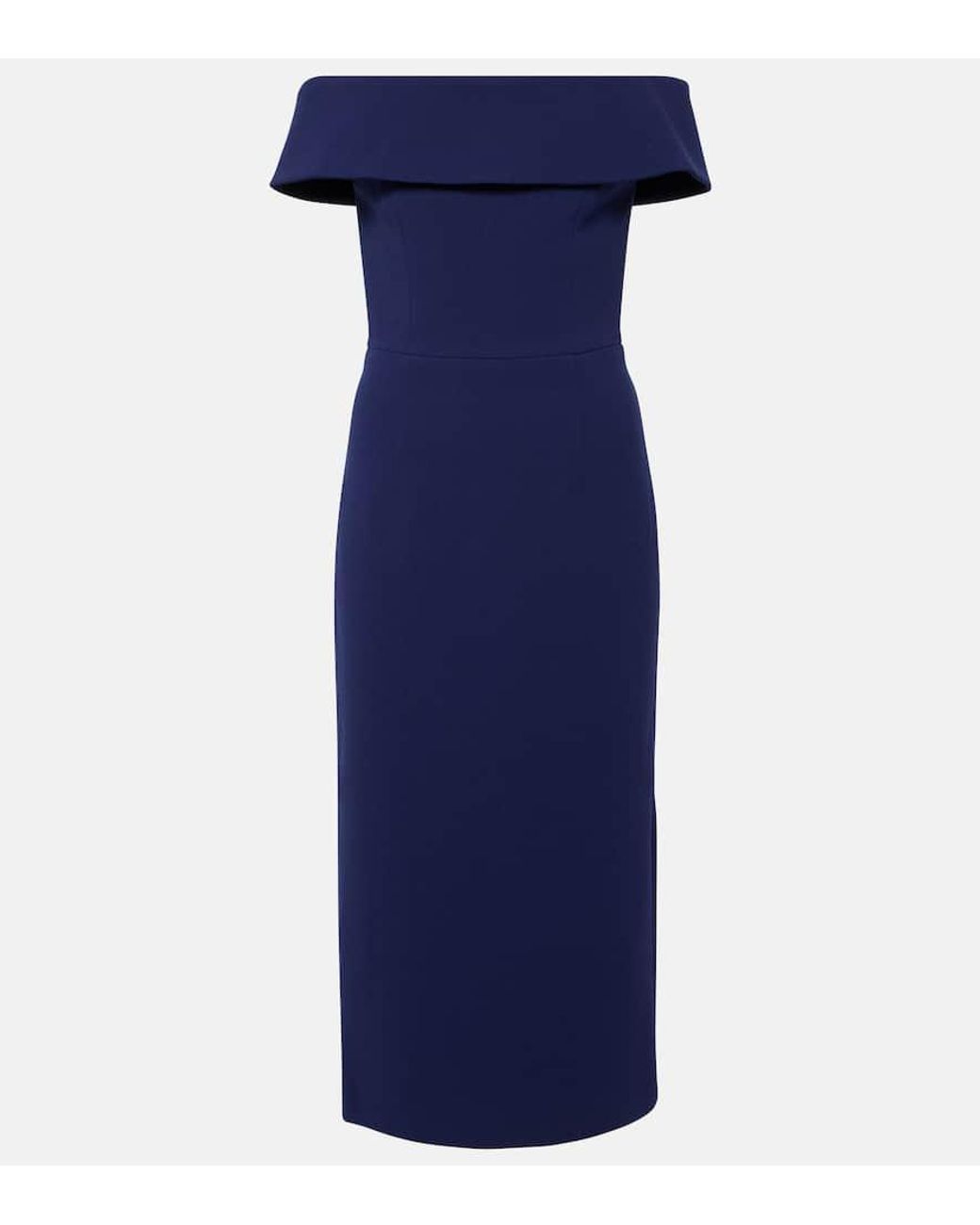 Rebecca Vallance Amore Off-Shoulder Crepe Midi Dress in Blue