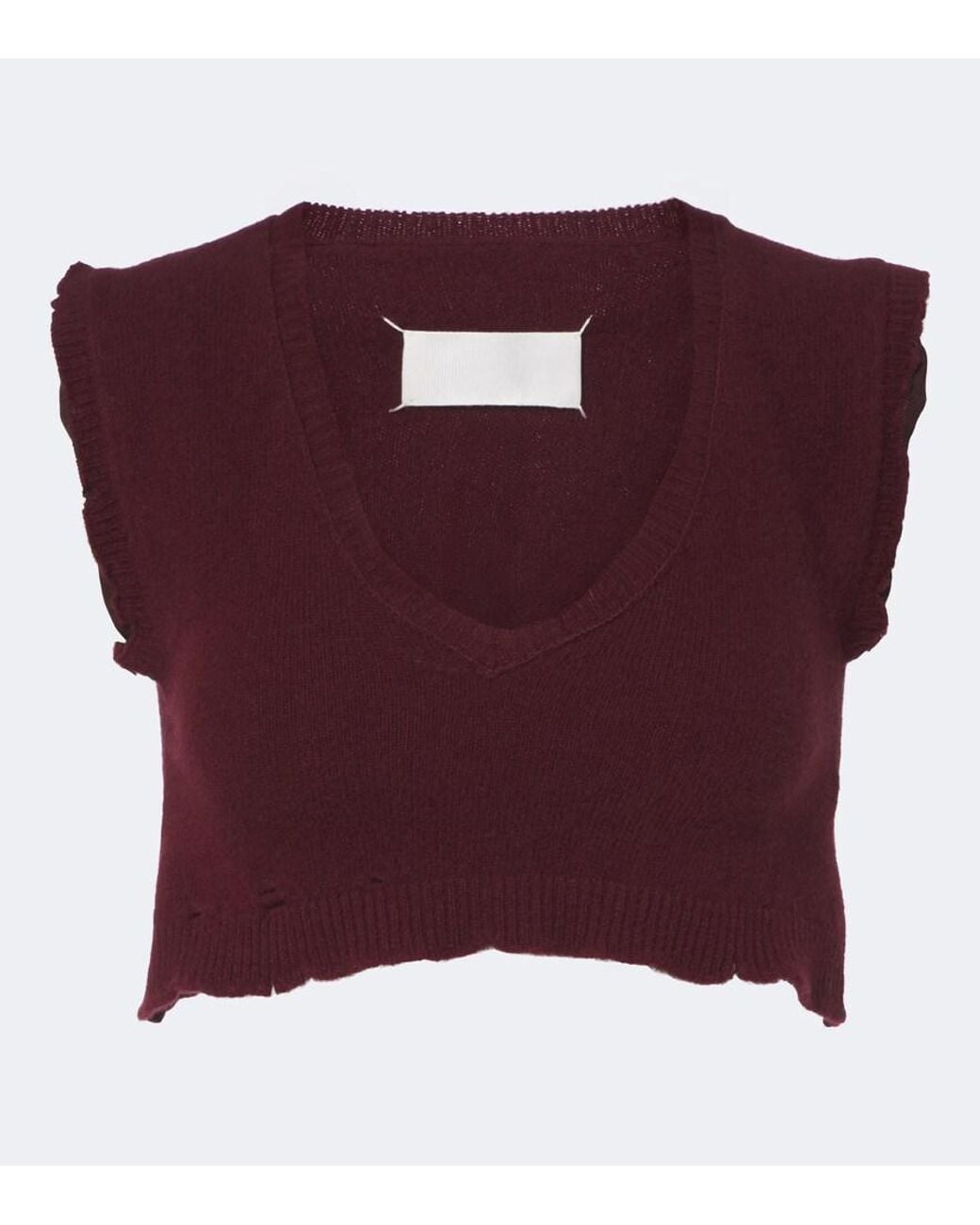 Maison Margiela Purple Cropped Virgin Wool Sweater Vest