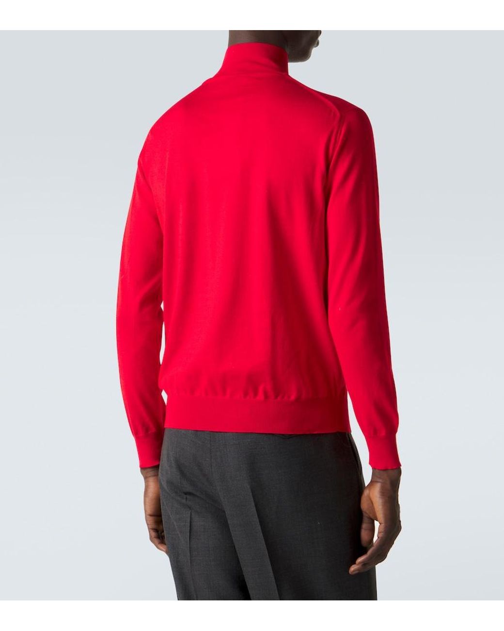 Prada Red Cotton Turtleneck Sweater for men