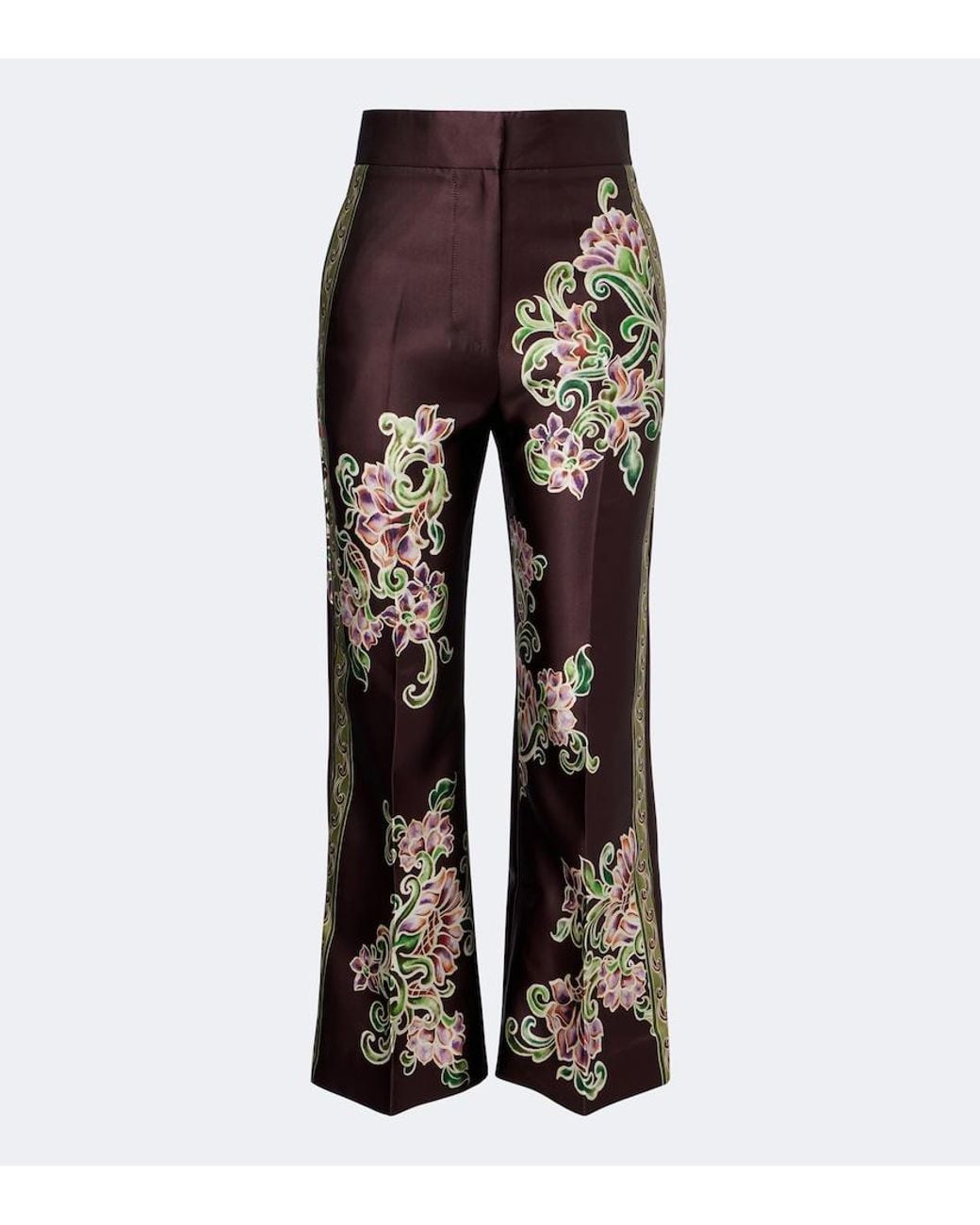 ALÉMAIS Gray Josie Floral Cropped Wide-Leg Pants