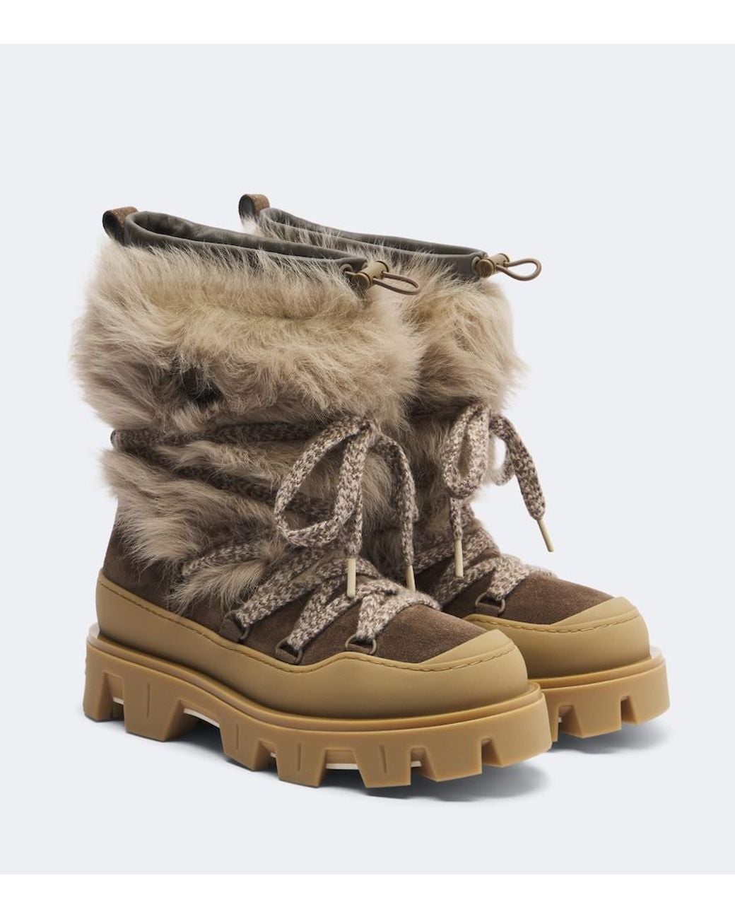 Moncler Natural Peak Apres Shearling Snow Boots
