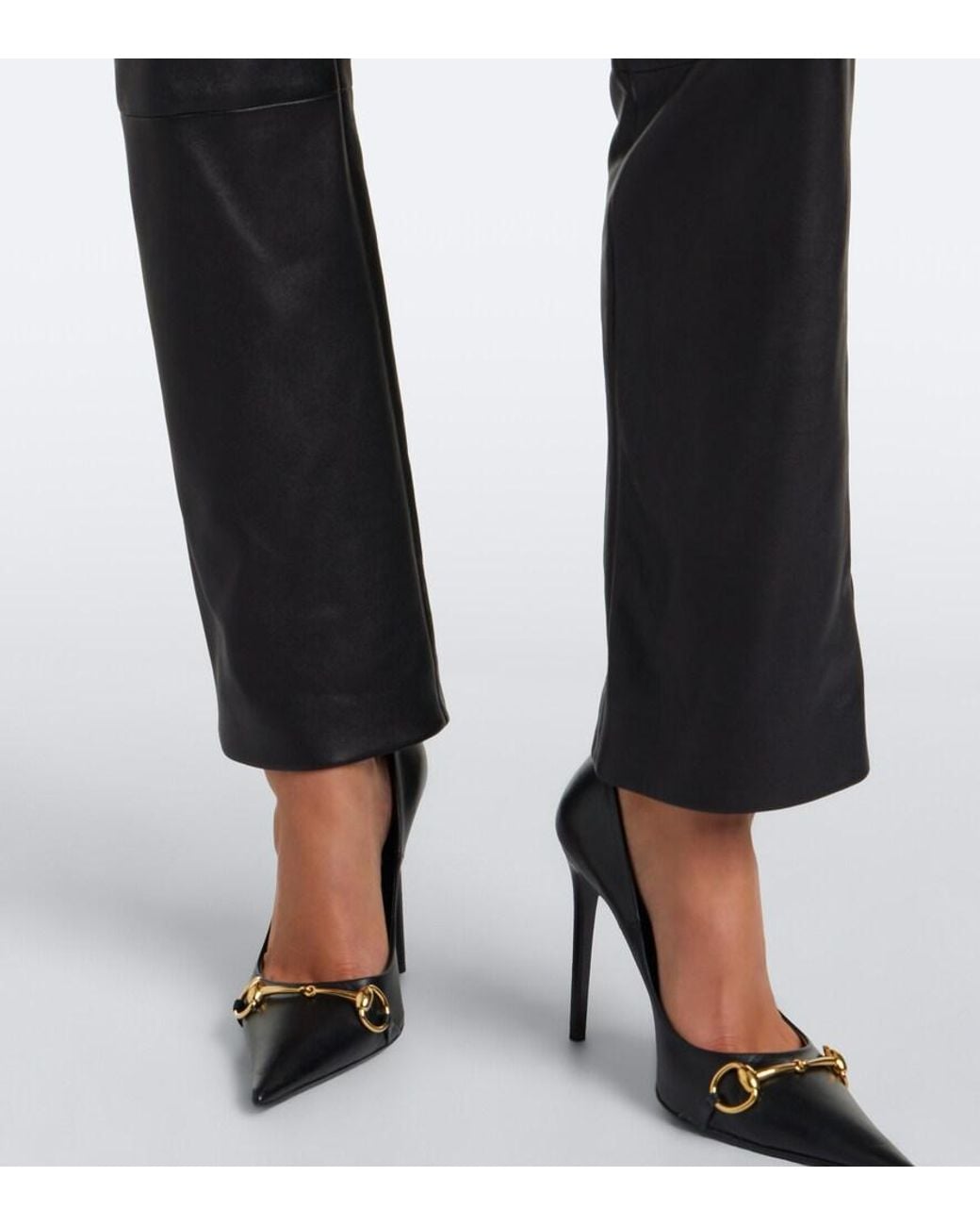 Gucci Black Leather Straight Pants