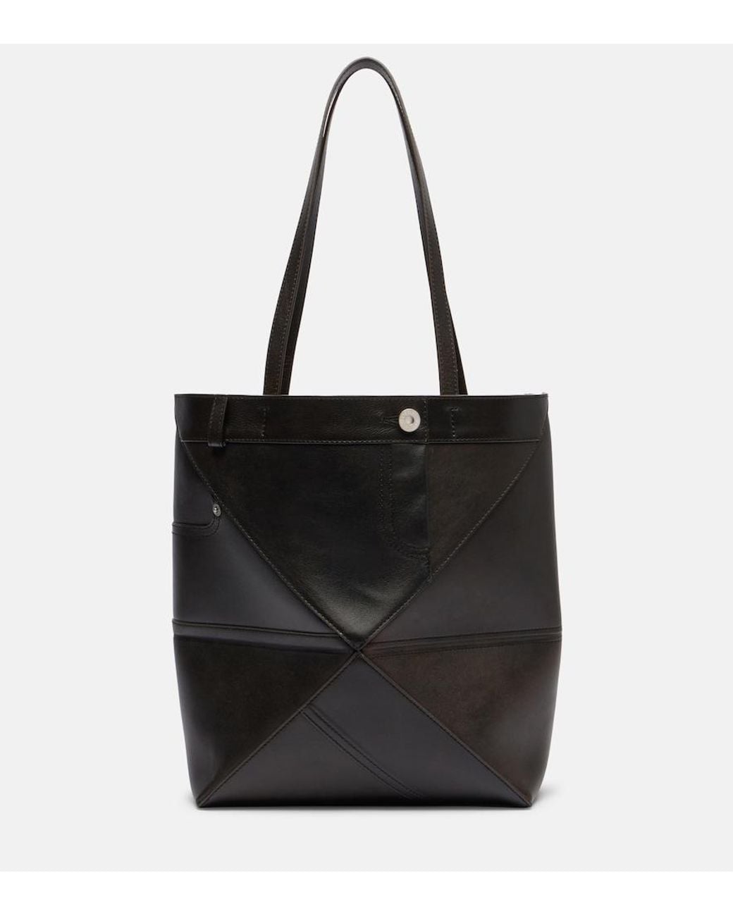 Loewe Black Puzzle Fold Medium Leather Tote Bag