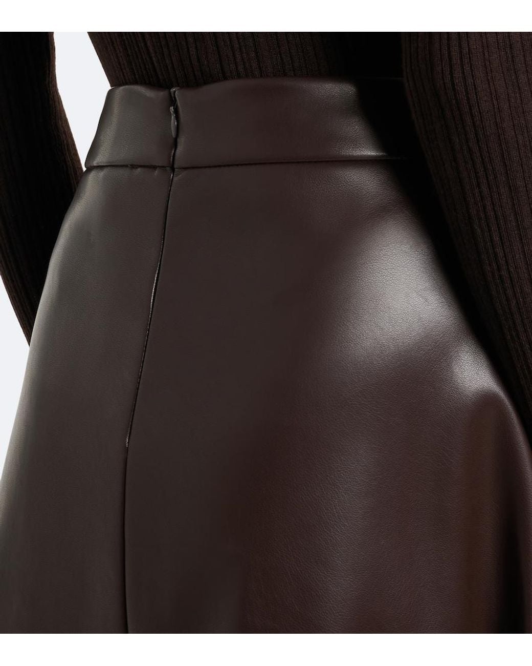Max Mara Black Paneled Coated Jersey Midi Skirt