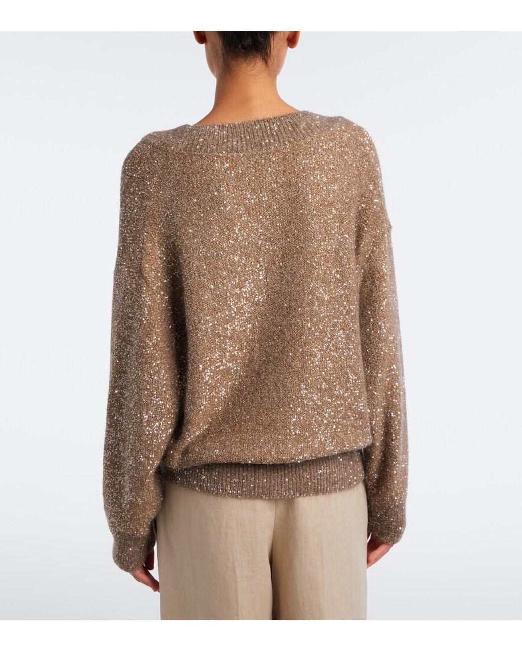 Brunello Cucinelli Brown Sequined Sweater
