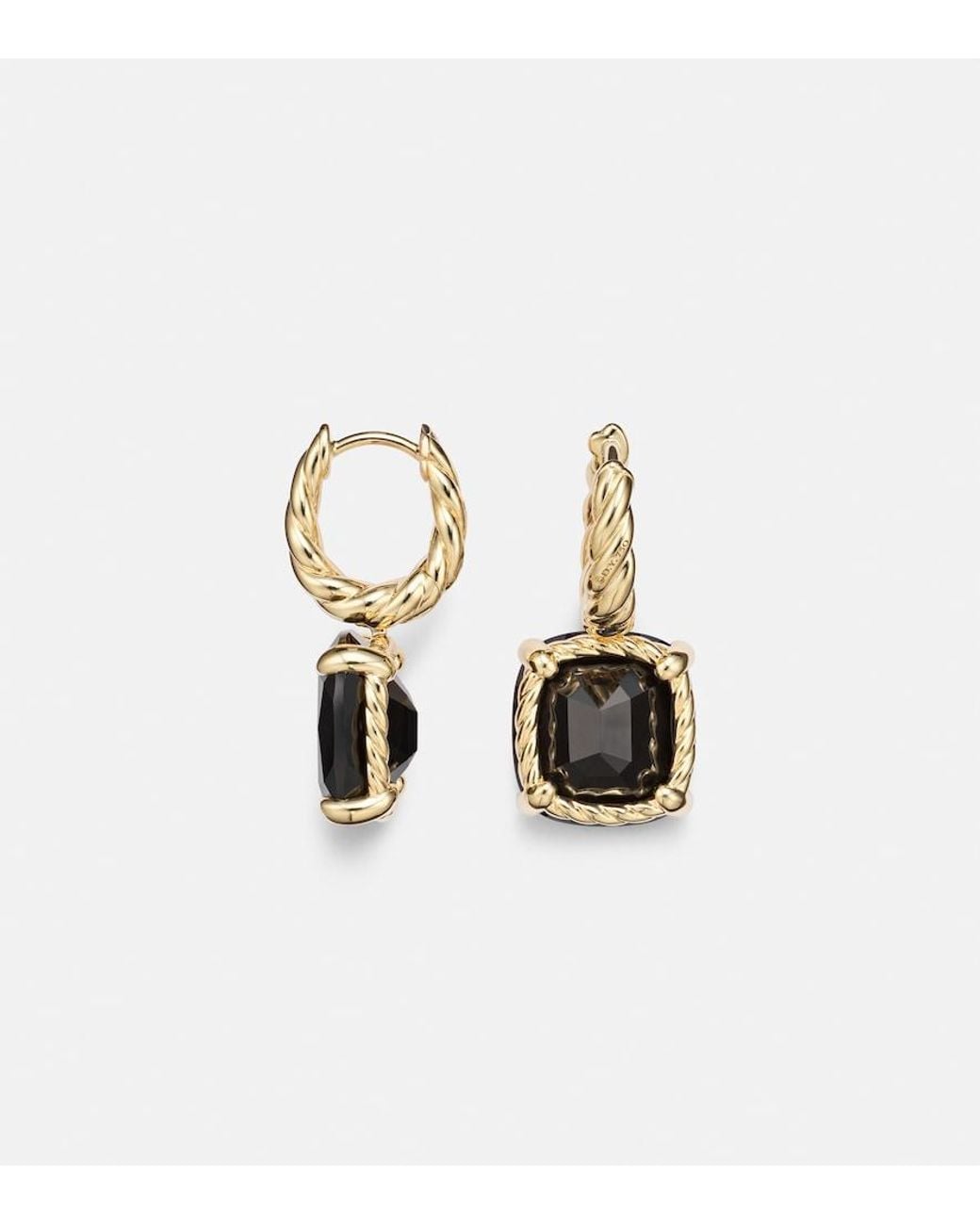 David Yurman White Marbella 18Kt Drop Earrings With Onyx
