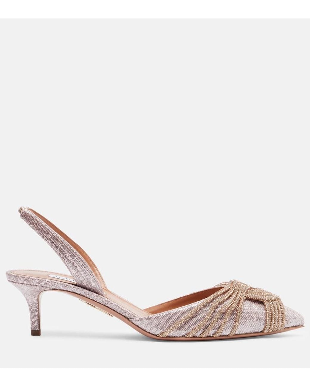 Aquazzura Pink Gatsby 50 Embellished Slingback Pumps