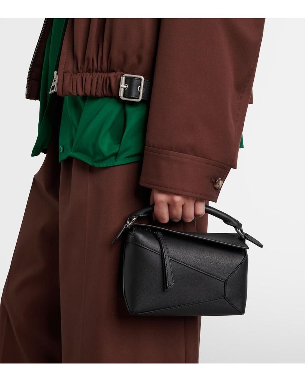 Loewe Black Puzzle Edge Mini Leather Top-Handle Bag