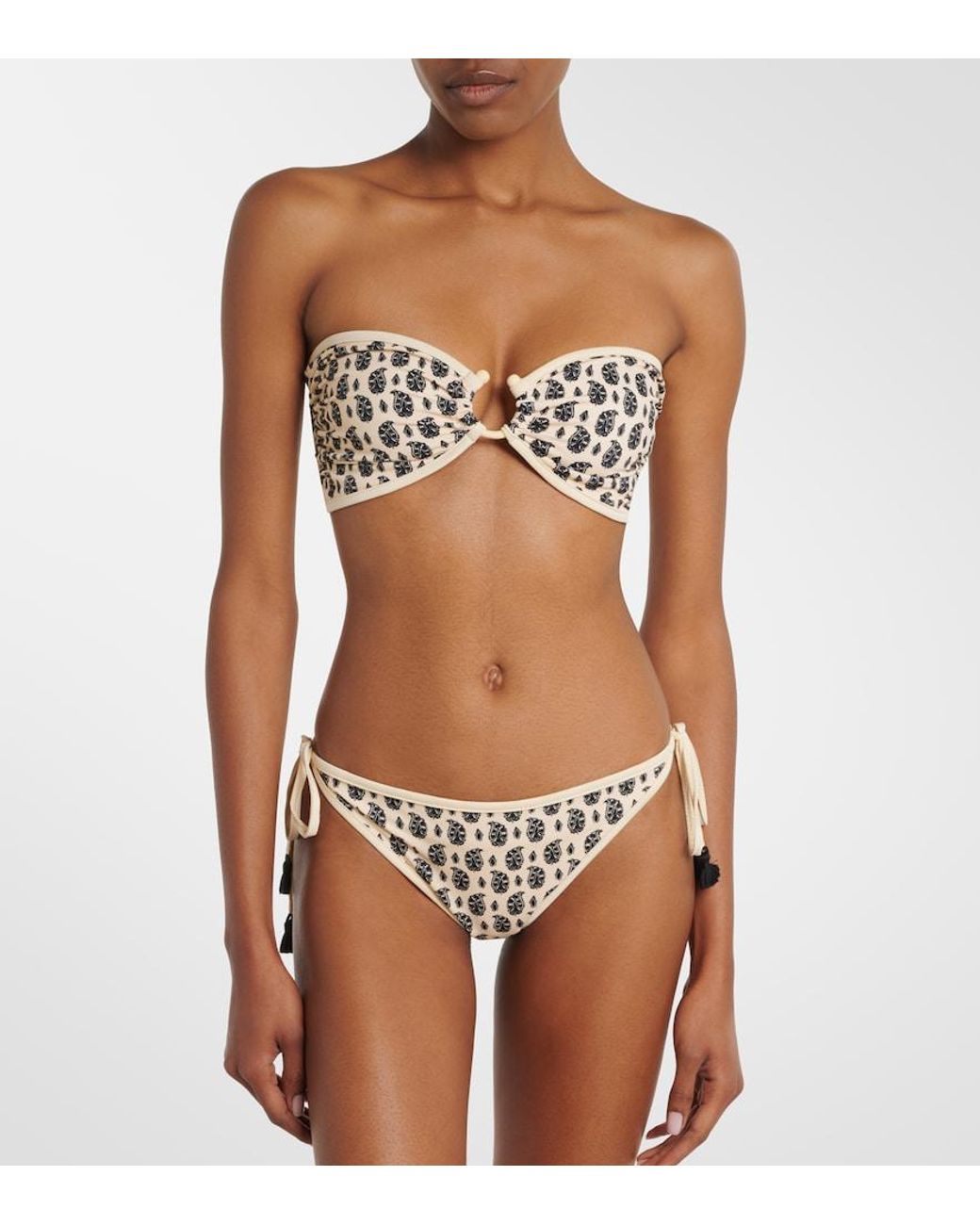 Johanna Ortiz White Printed Bikini Top