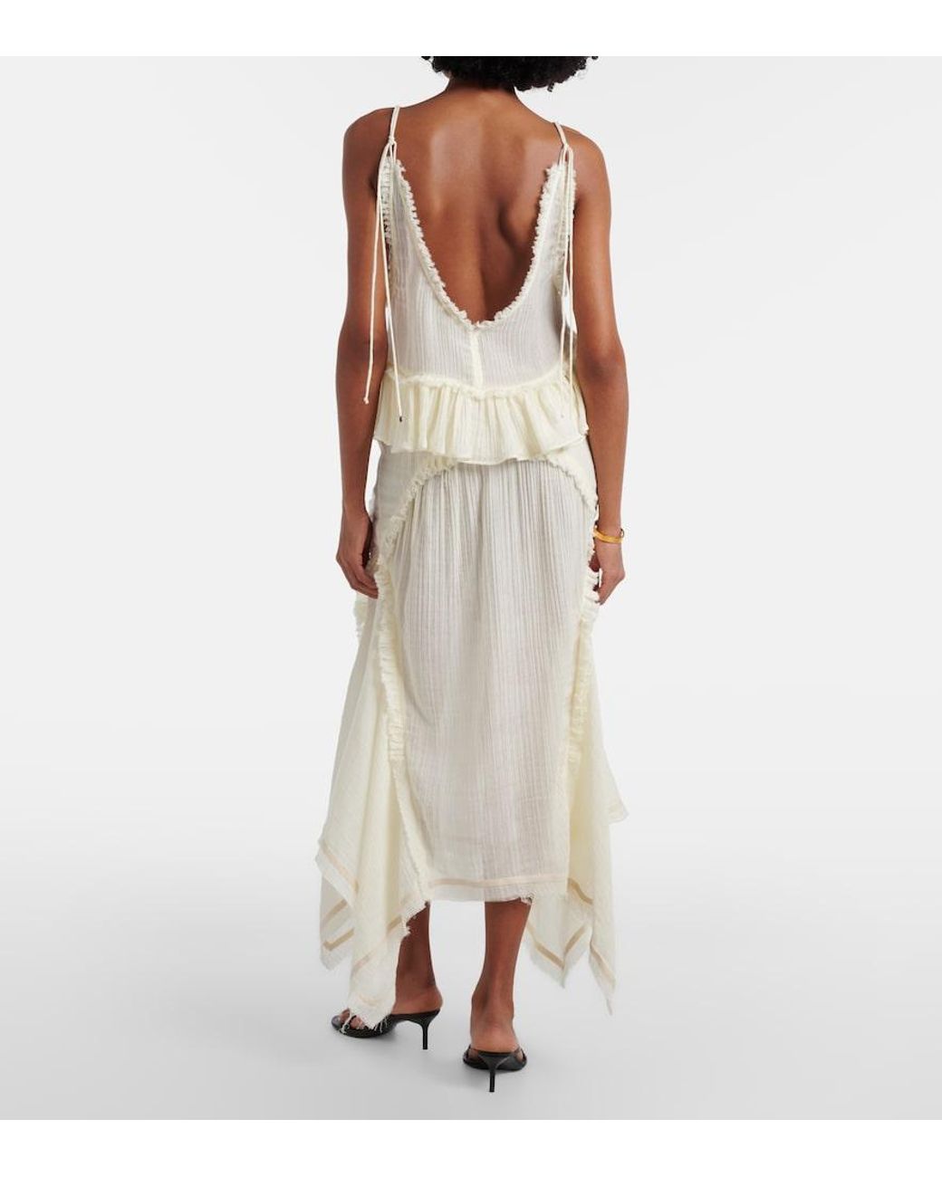The Attico White Ruffled Cotton Maxi Skirt