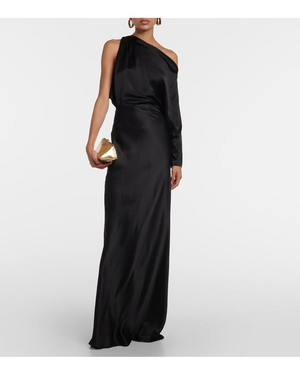 The Sei Black Silk Satin Maxi Skirt