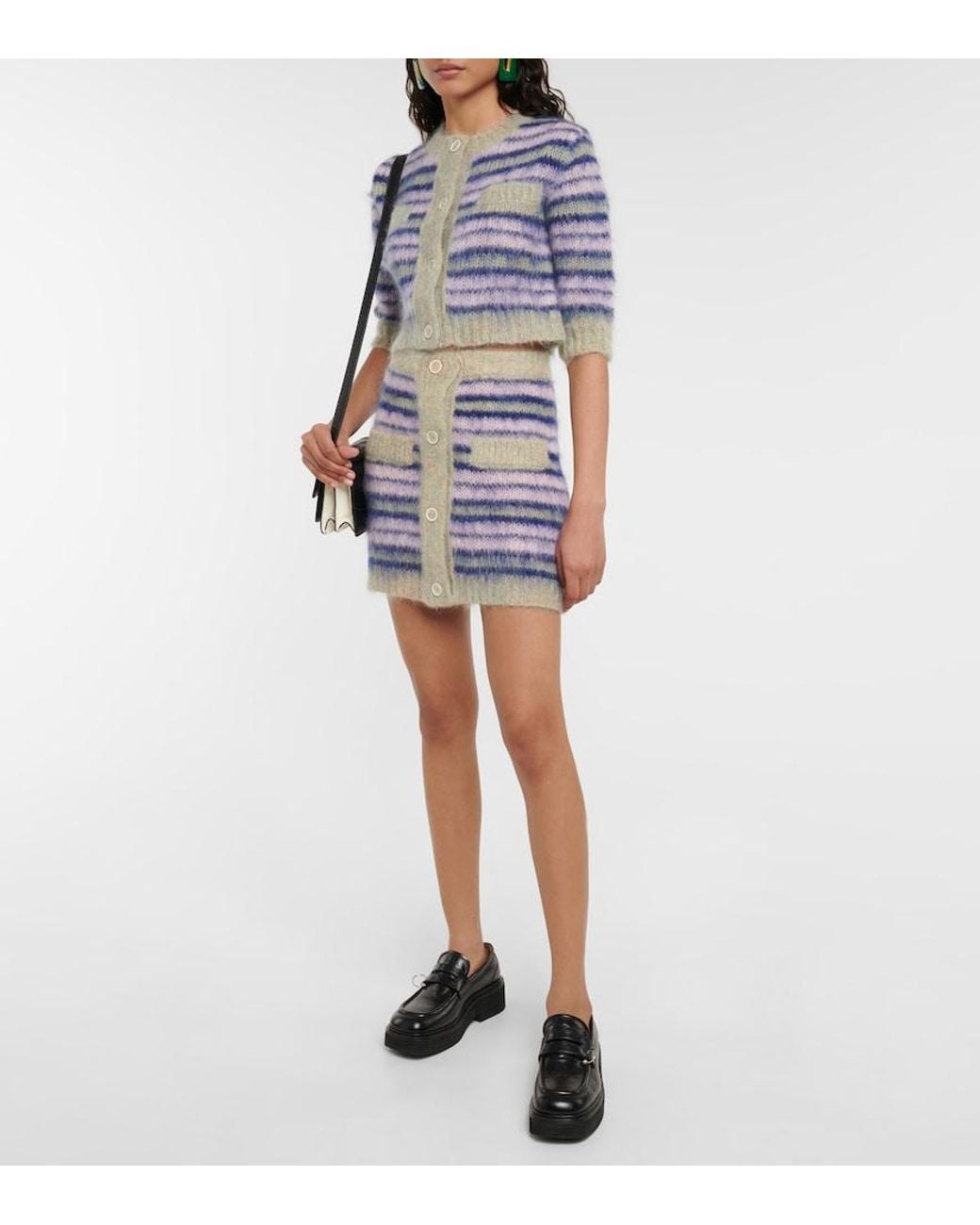 Marni Blue Striped Mohair-blend Miniskirt