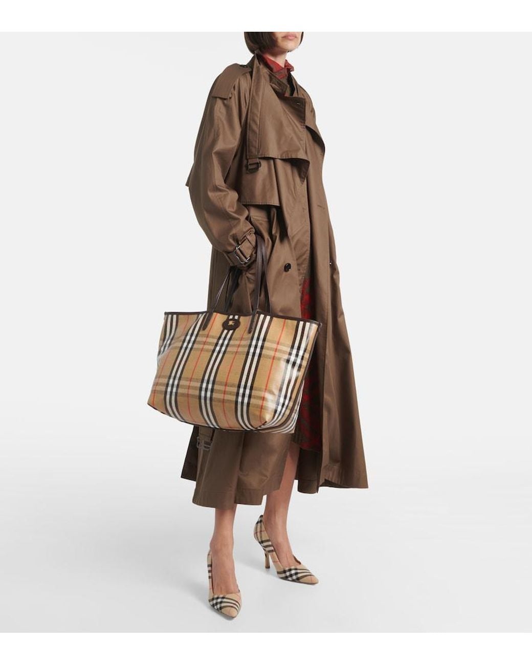 Burberry Brown Highlands Medium Jacquard Tote Bag