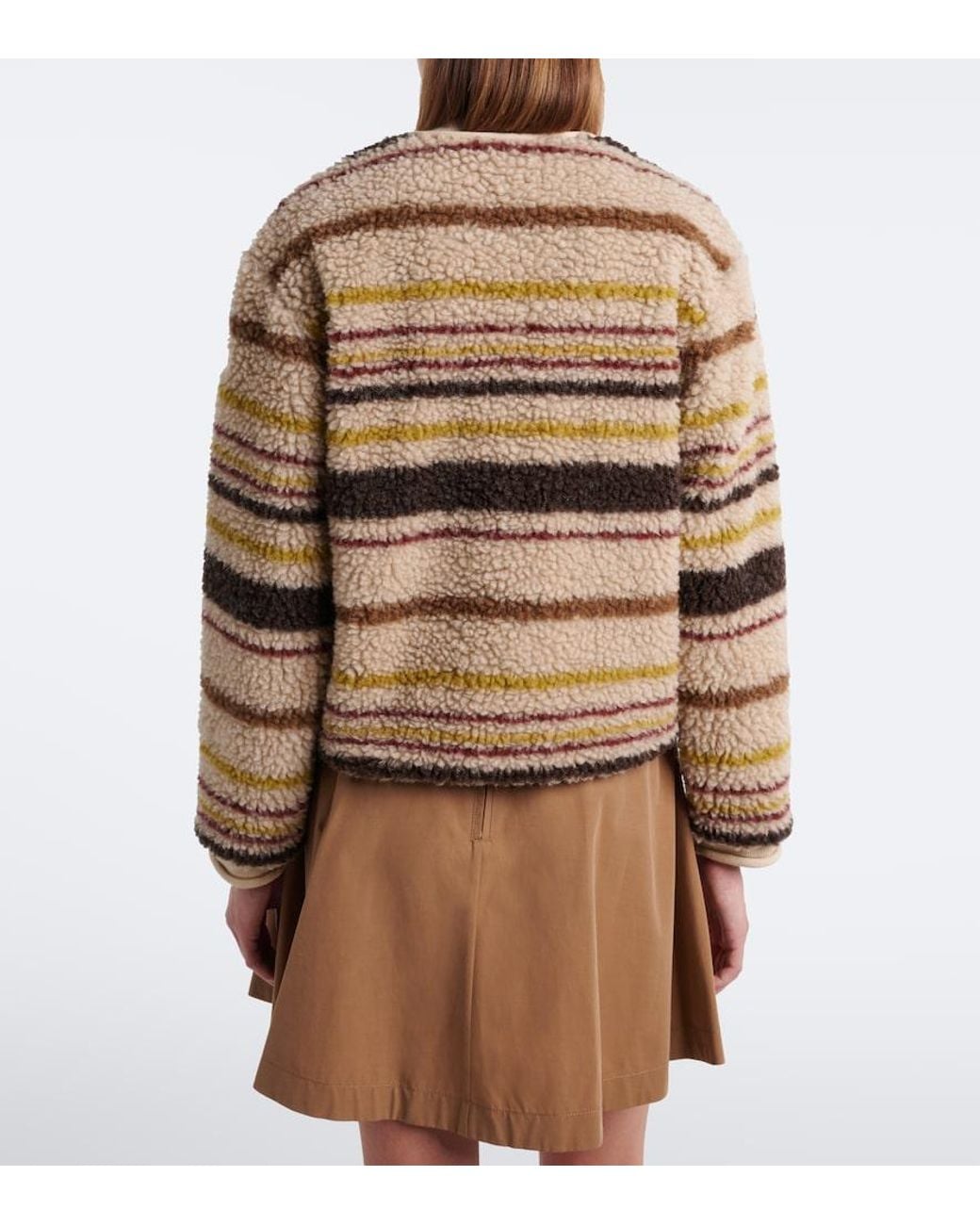 Moncler Natural Striped Wool-Blend Teddy Jacket