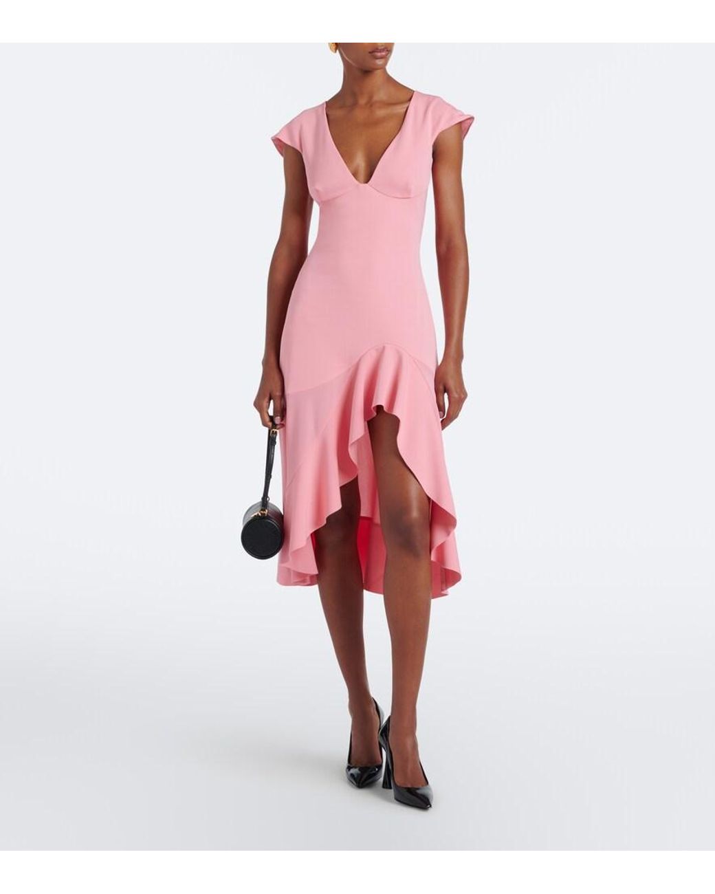 Stella McCartney Pink Frill Trim Midi Dress