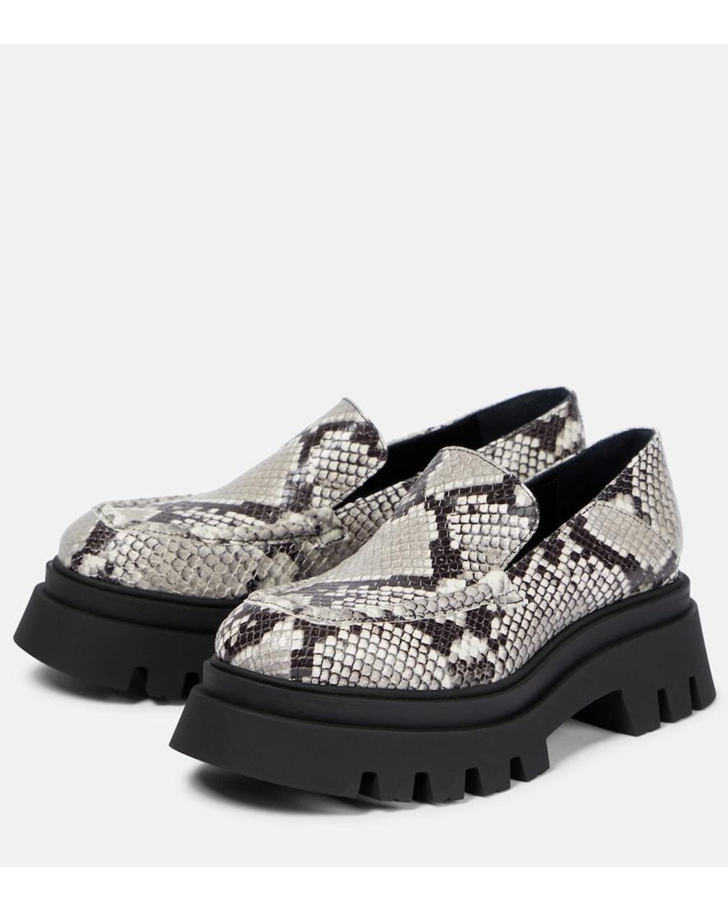 Dorothee Schumacher Black Printed Leather Platform Loafers