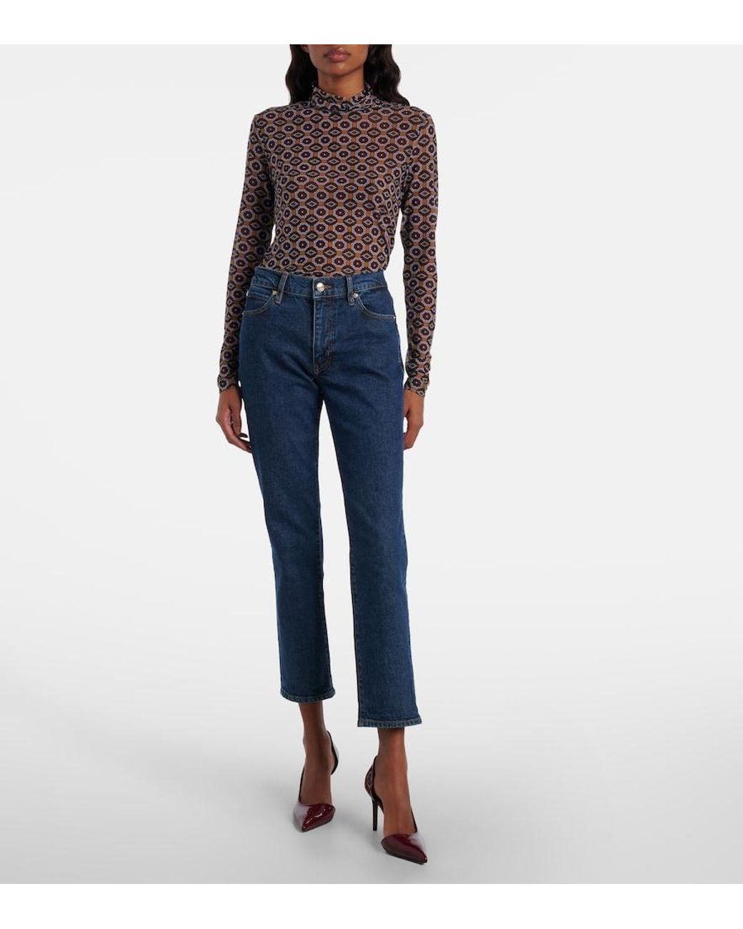 FRAME Blue Borrowed Cropped Straight Jeans