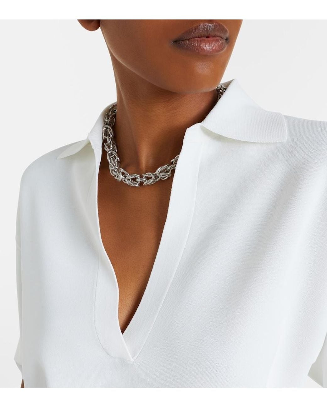 Max Mara White Knitted Crepe Top