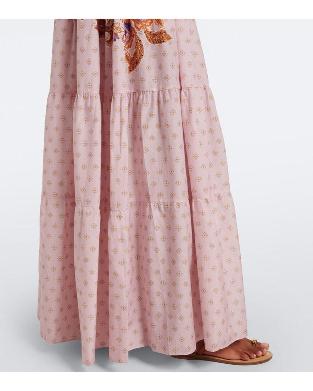 Alexandra Miro Pink Clover Printed Cotton And Silk Maxi Dress